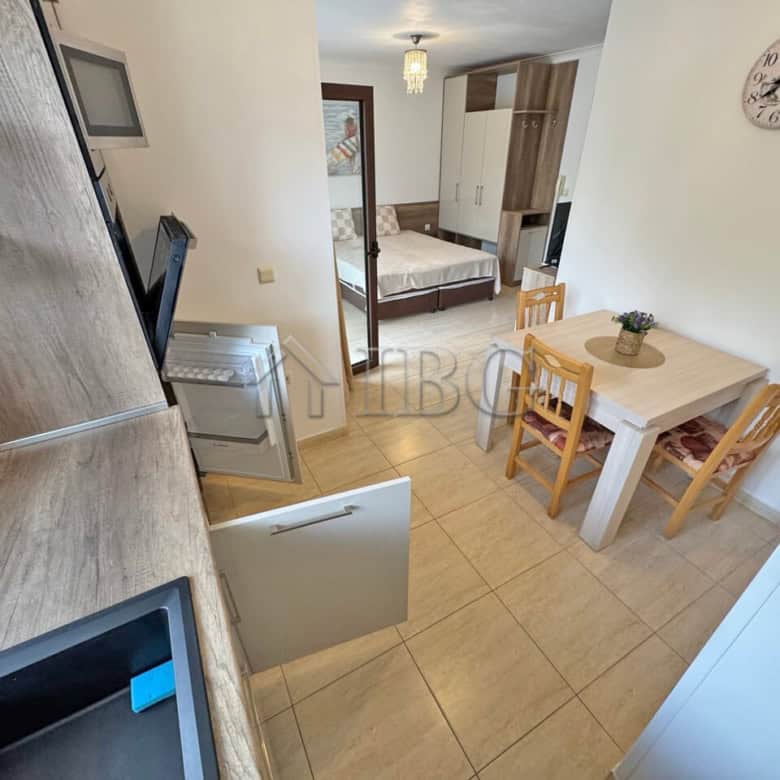 Spacious studio apartment for sale next to Sveti Vlas beach and Marina Dinevi, featuring modern furn.