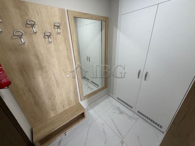 Sea view 1-bedroom apartment in Sarafovo, Bulgaria, with modern interior and ample storage space.