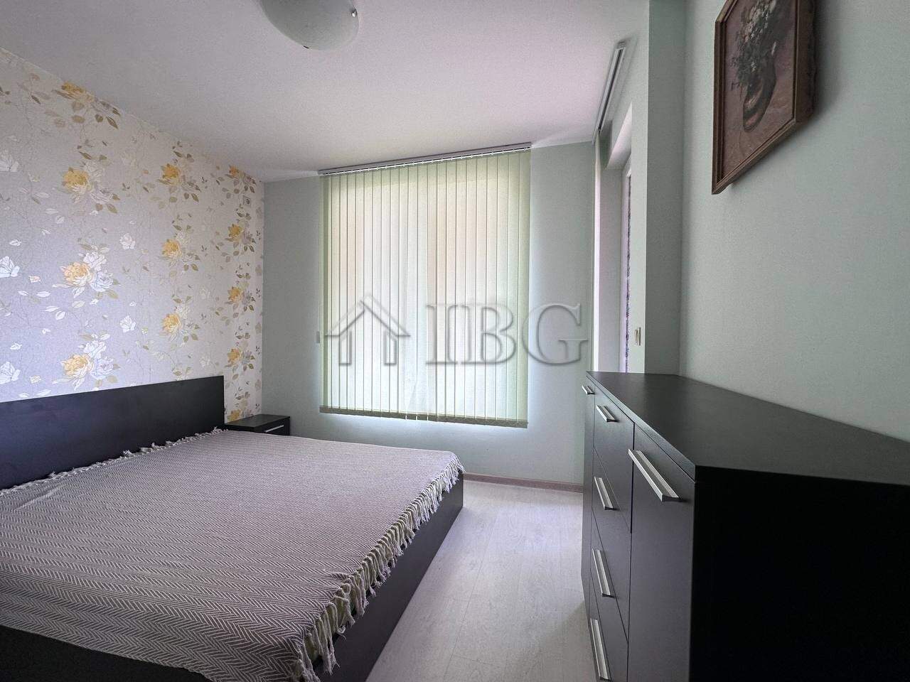Modern 1-bedroom apartment in Ravda with bright interior and scenic window view.