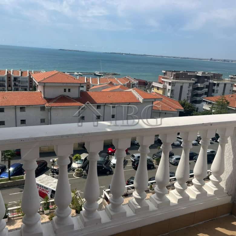 Sea view from balcony of 3-bedroom apartment in Sveti Vlas, Bulgaria.
