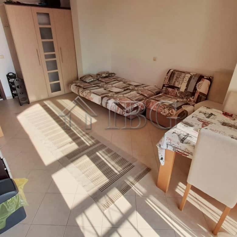 Cozy studio with balcony and living area at Cascadas Family Resort, Sunny Beach.