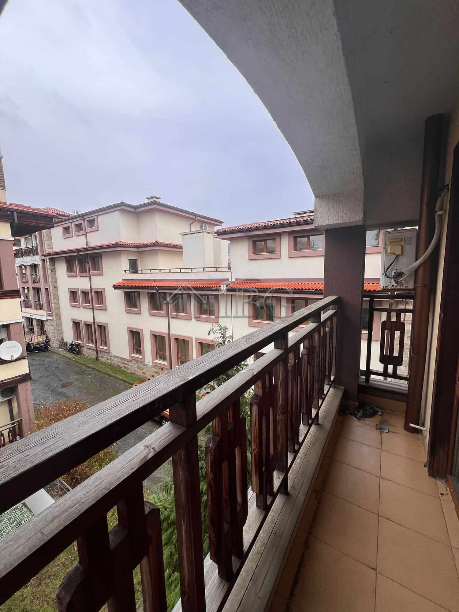 Bright balcony view from a spacious studio apartment in Sveti Vlas. Perfect for relaxing and enjoyin.