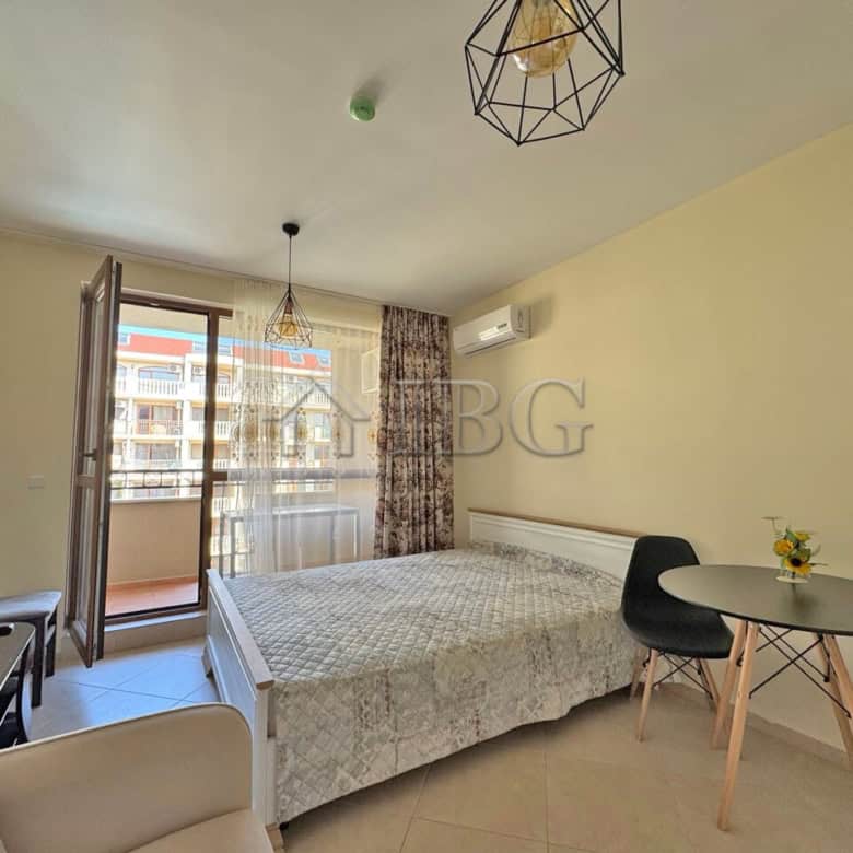 Stylish studio apartment with balcony in Sunny Beach, Bulgaria.
