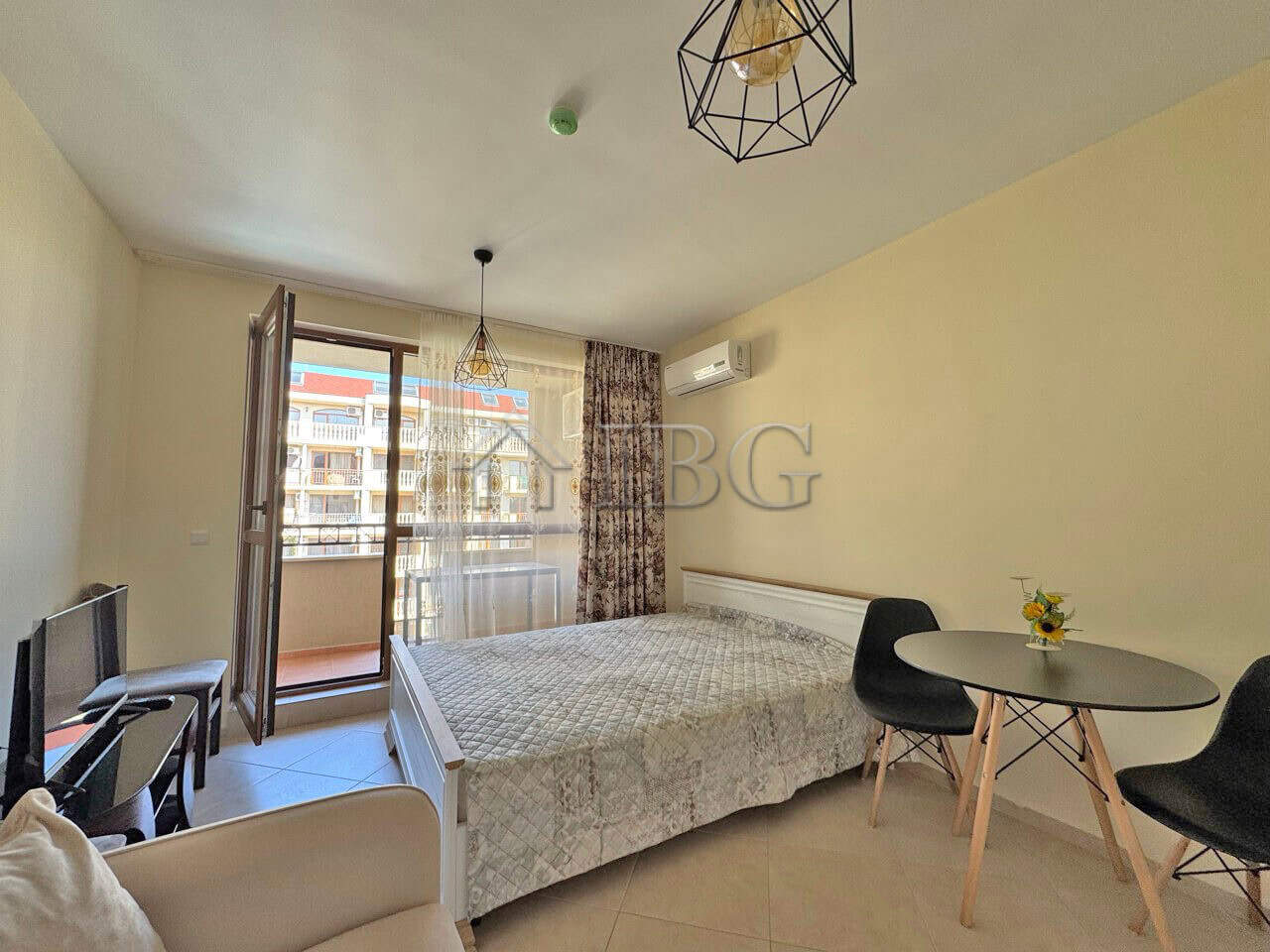Stylish studio apartment with balcony in Sunny Beach, Bulgaria.