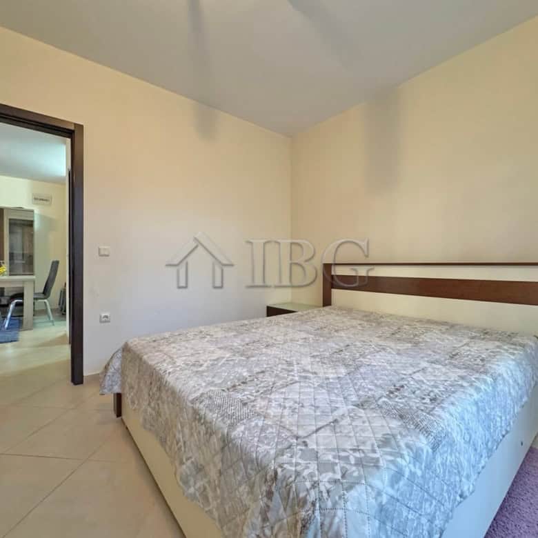 Comfortable bedroom with modern decor in Sunny Beach resort.