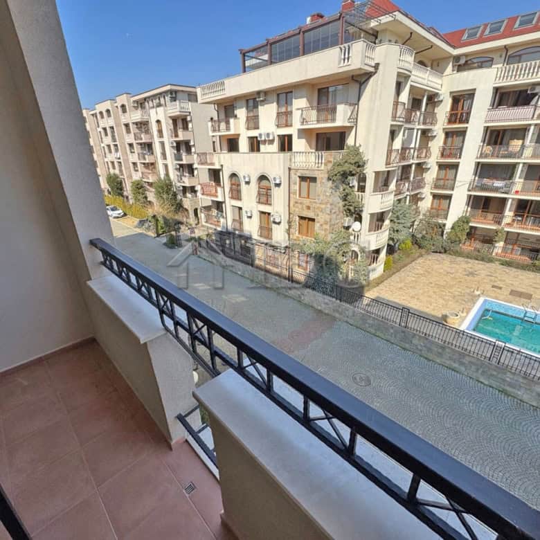 Balcony view of Cascadas Family Resort in Sunny Beach, Bulgaria.
