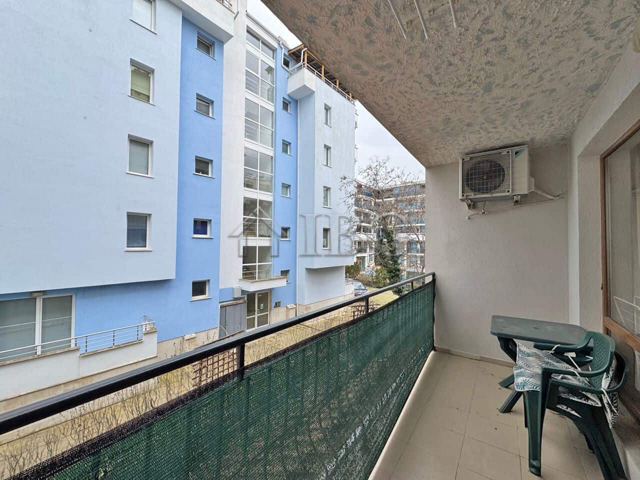 Balcony view of Diamond Bay apartment building in Sunny Beach, Bulgaria.
