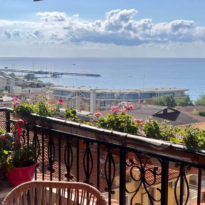 Beautiful sea view from a maisonette balcony in Sveti Vlas, overlooking the coast and surrounding co.