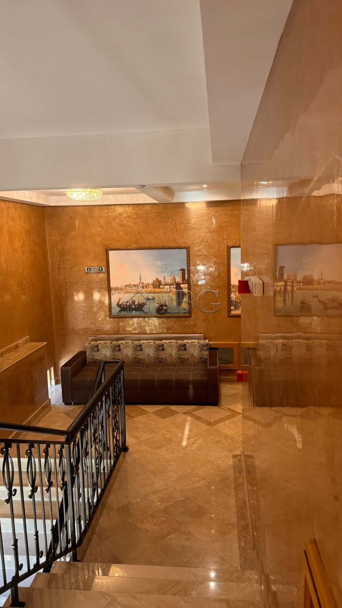 Interior view of a stylish apartment with artwork and elegant decor in Sveti Vlas.