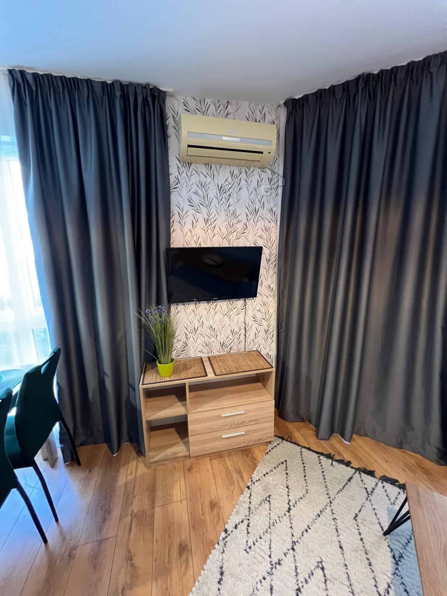 Modern studio apartment in Ipanema Beach Complex, Saint Vlas with stylish decor and amenities.
