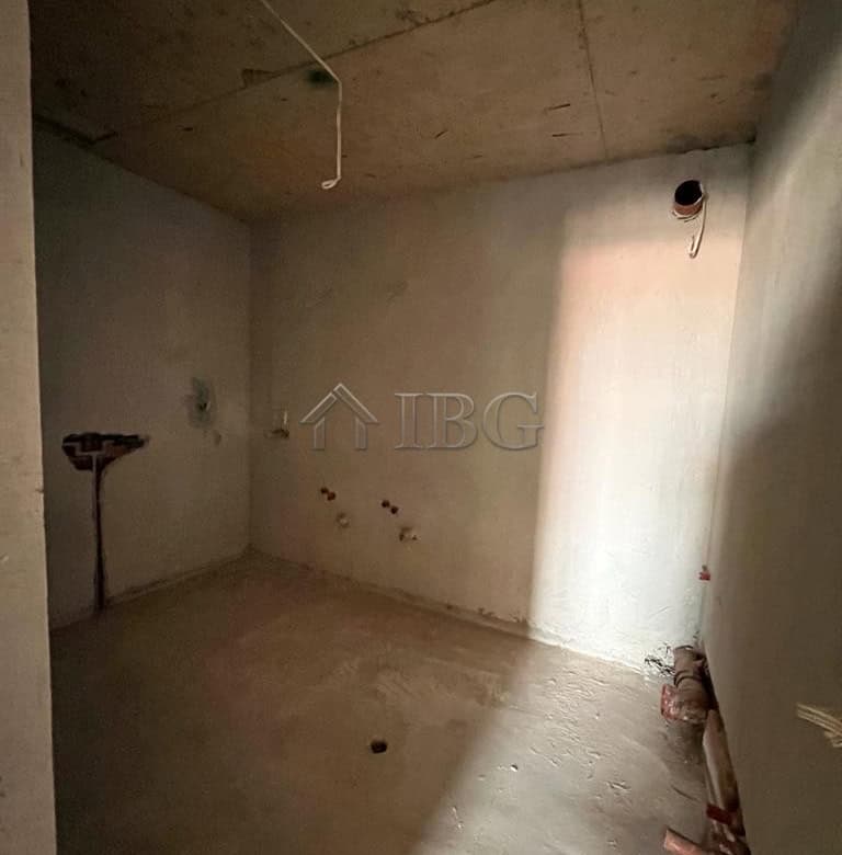 Interior view of a 3-bedroom apartment in Sveti Vlas, currently under construction with unfinished w.