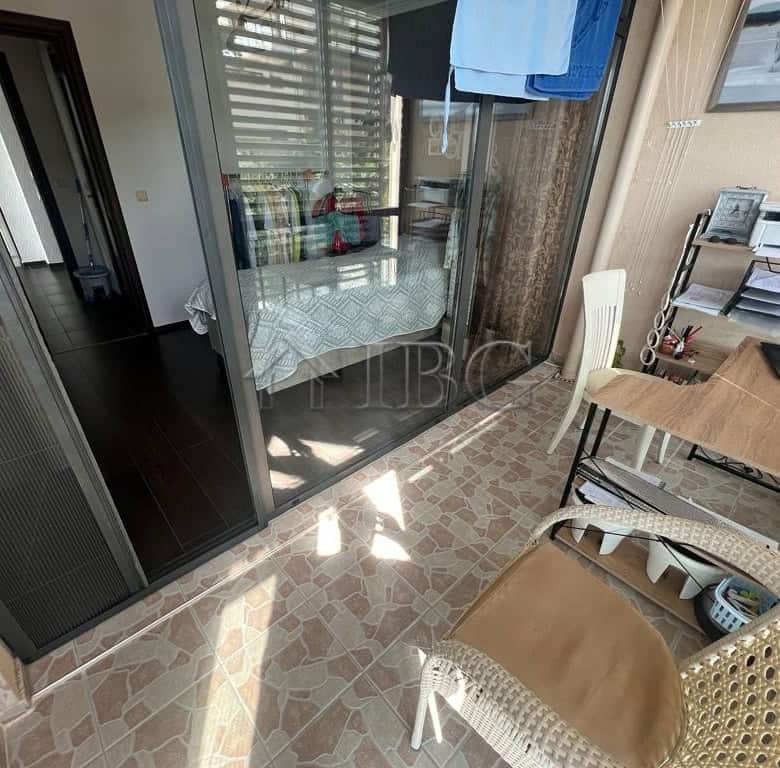Balcony view of the sea and surrounding area in a luxurious Sveti Vlas apartment.