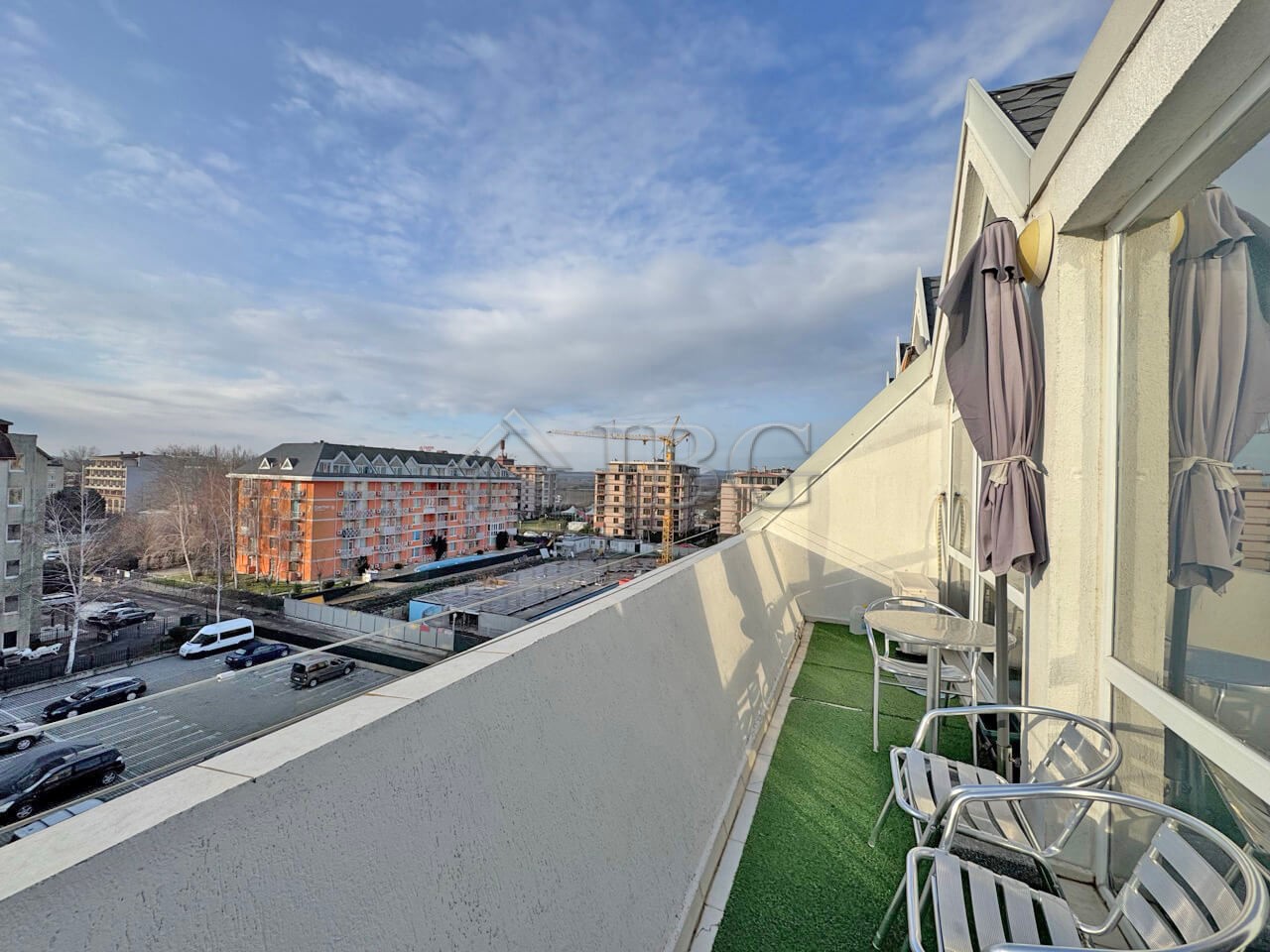 Balcony view from a two-bedroom duplex apartment in Gerber Residence 3, Sunny Beach.