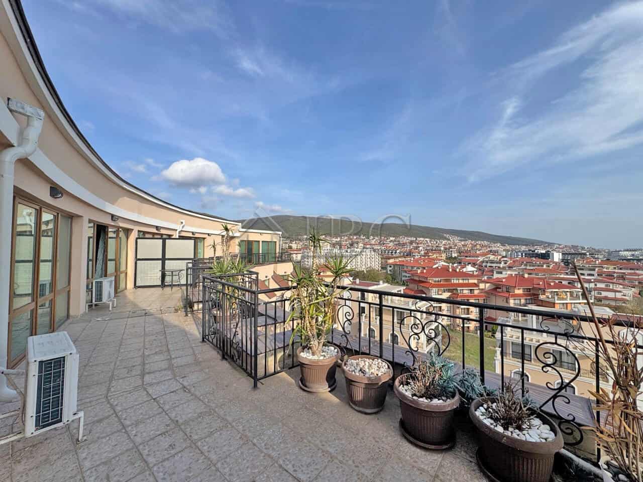 Balcony view of the beachfront 1-bedroom apartment at Grand Hotel Sveti Vlas.