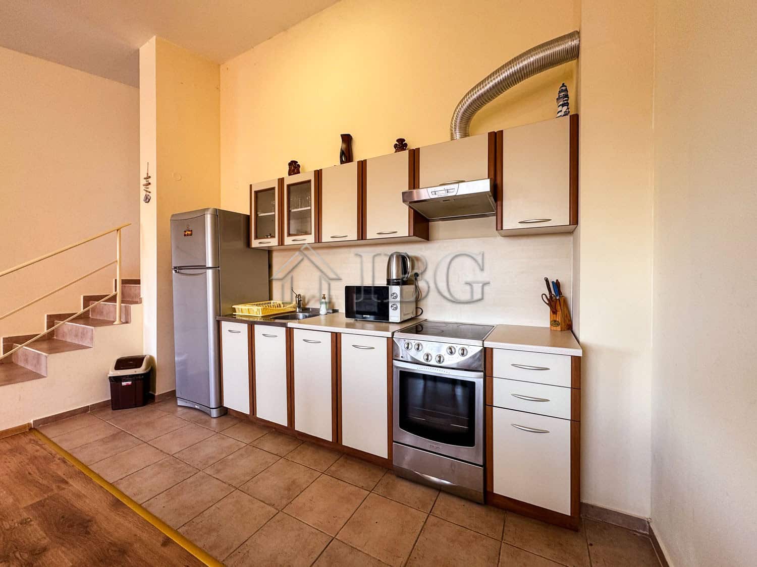Modern kitchen with appliances and sea view in Sunny Beach.