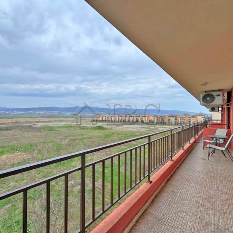 Balcony view from a furnished 1-bedroom apartment at Holiday Fort Golf Club, Sunny Beach.