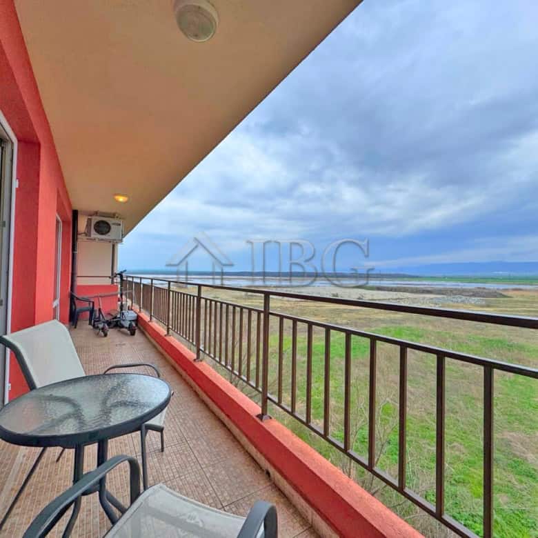Balcony view from a furnished 1-bedroom apartment at Holiday Fort Golf Club, Sunny Beach.