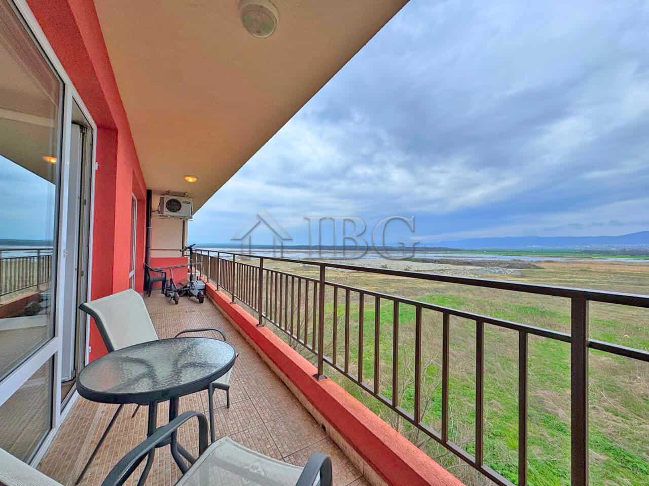 Balcony view from a furnished 1-bedroom apartment at Holiday Fort Golf Club, Sunny Beach.