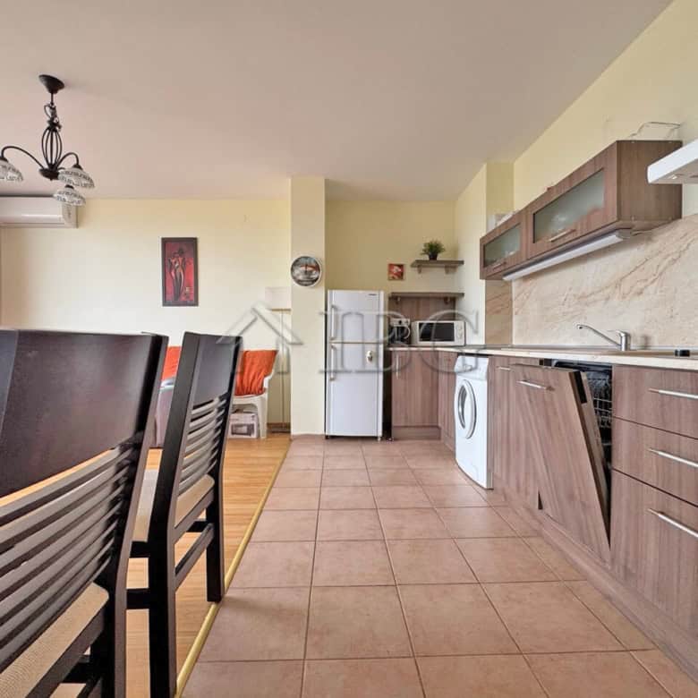 Bright furnished 1-bedroom apartment at Holiday Fort Golf Club, Sunny Beach, with modern kitchen and.