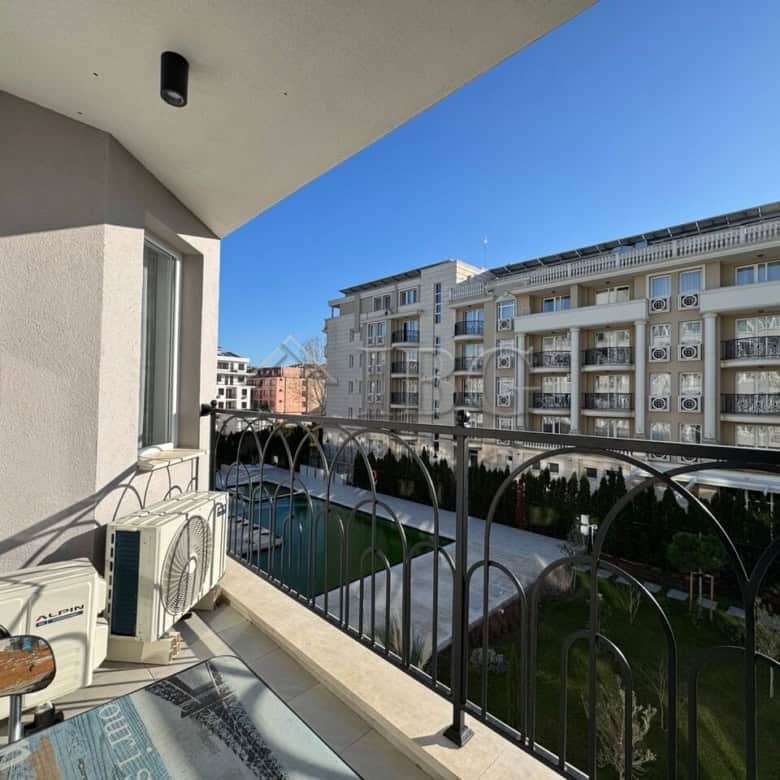 Bright 2-bedroom apartment balcony in J’adore Secret Garden, Sunny Beach.
