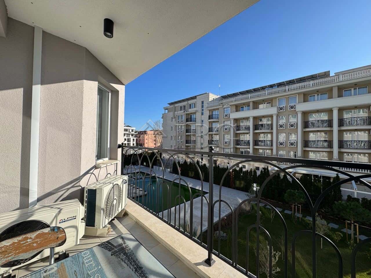 Bright 2-bedroom apartment balcony in J’adore Secret Garden, Sunny Beach.
