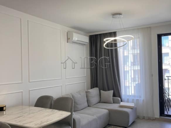 Modern one-bedroom apartment with pool view in Polar Star, Sveti Vlas. Bright, stylish interior with.
