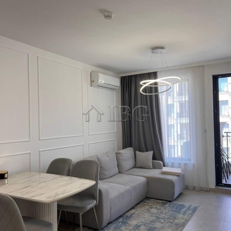 Modern one-bedroom apartment with pool view in Polar Star, Sveti Vlas. Bright, stylish interior with.