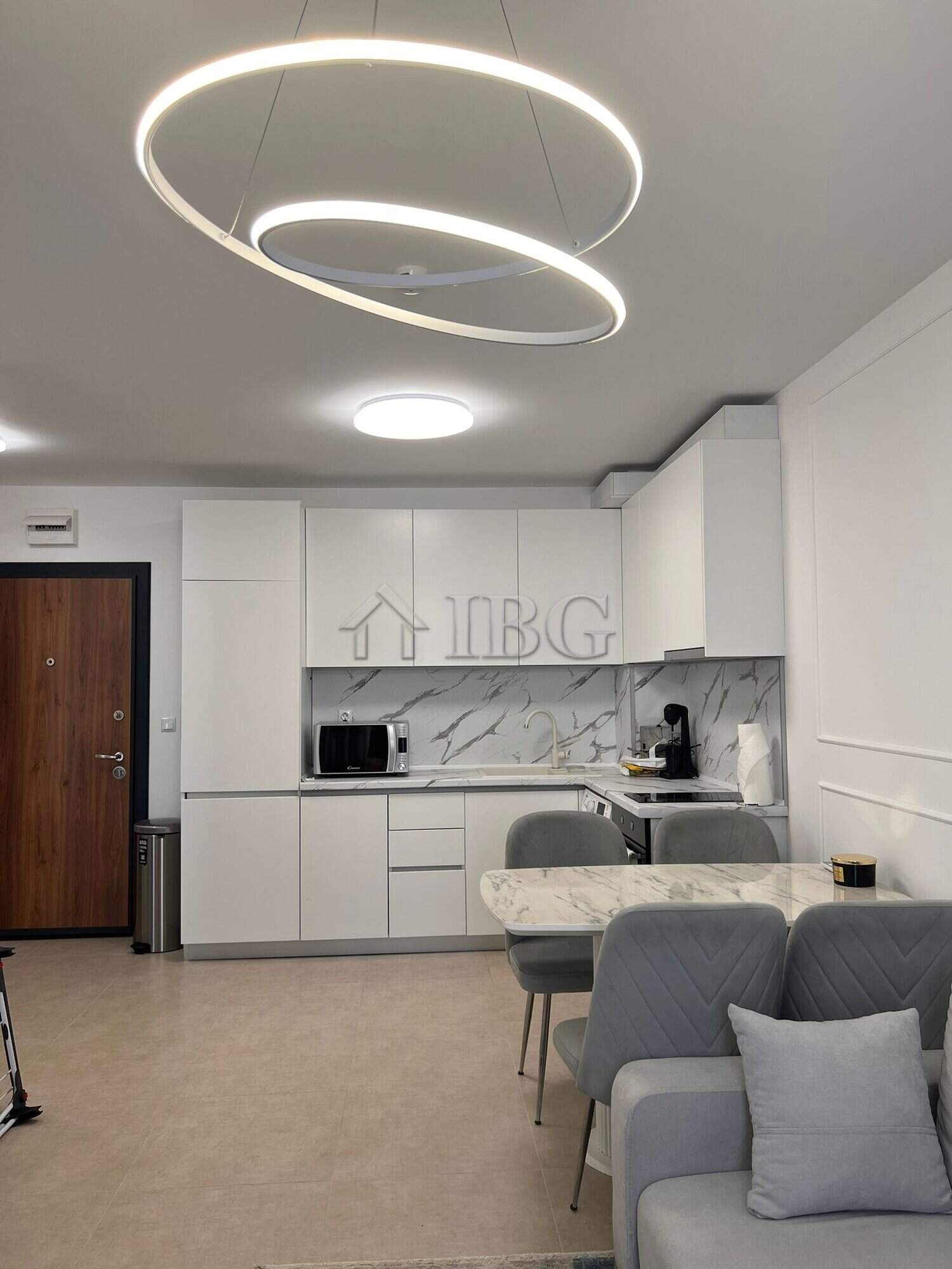 Modern one-bedroom apartment with stylish kitchen and pool view in Polar Star, Sveti Vlas.