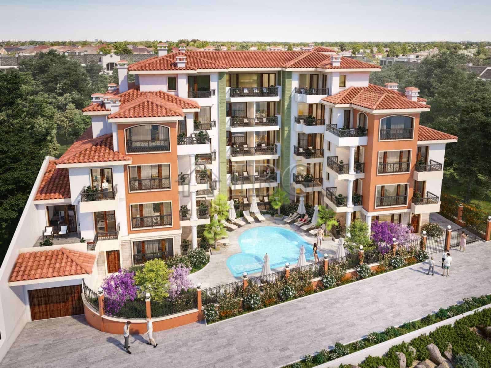 Sea view 1-bedroom apartment in Villa Metara, Ravda, Bulgaria.