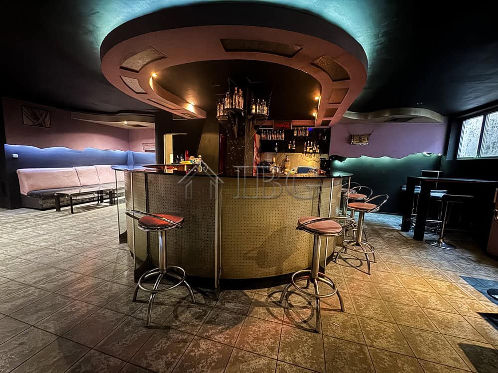 Modern bar area in prime commercial space for sale.