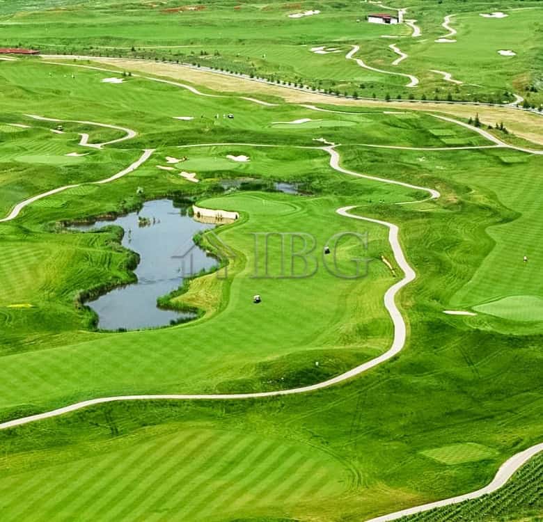 Golf course view from a modern 1-bedroom apartment near Balchik, Bulgaria.
