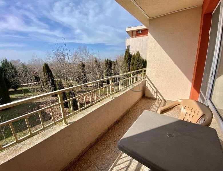 Furnished studio with balcony overlooking park in Nessebar Fort Club, Sunny Beach.