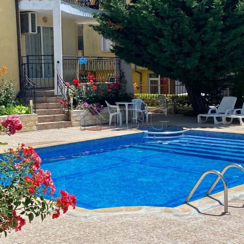 Bright swimming pool at Sunset Complex in Sveti Vlas, close to the beach.