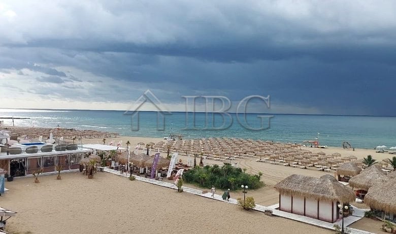 View of the sea and marina from a beachfront apartment in Sveti Vlas, Bulgaria.