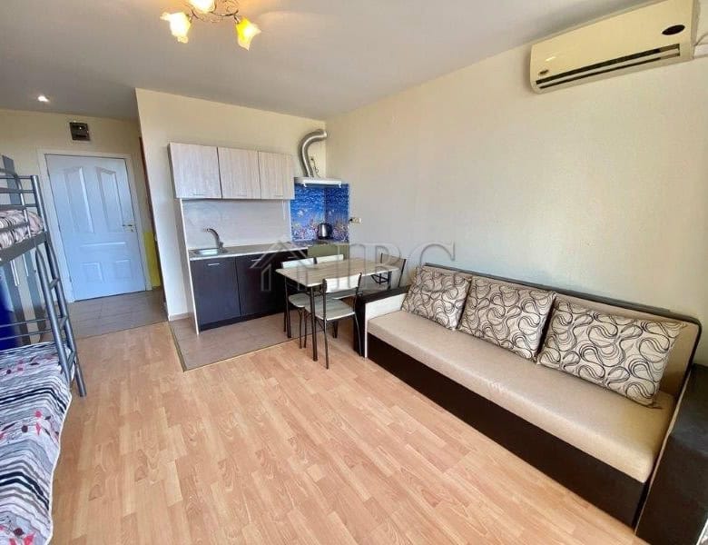 Cozy furnished studio apartment with balcony overlooking park in Nessebar Fort Club, Sunny Beach.