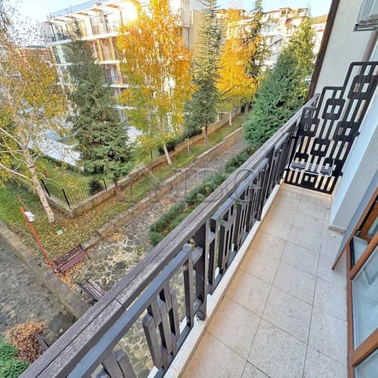 Balcony overlooking lush trees and garden in Sveti Vlas, just 200m from the sea.