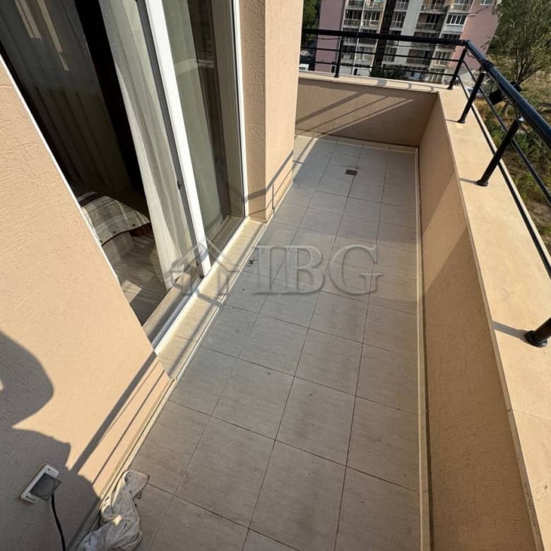 Balcony of a maisonette apartment in VIP Zone Complex, Sunny Beach, offering outdoor space and sceni.