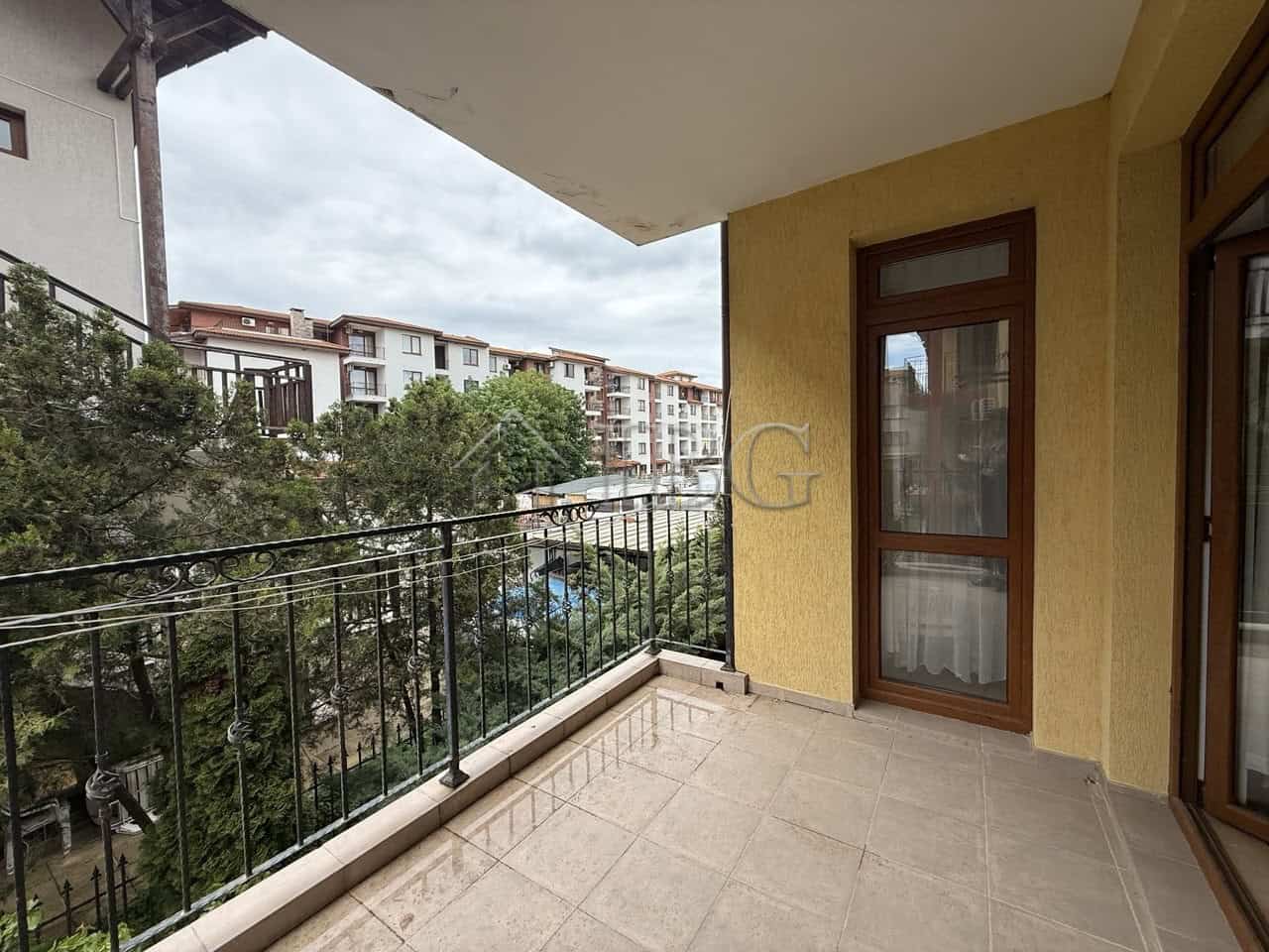 Balcony view of a one-bedroom apartment in Tili Complex, Aurelia District, Nessebar.