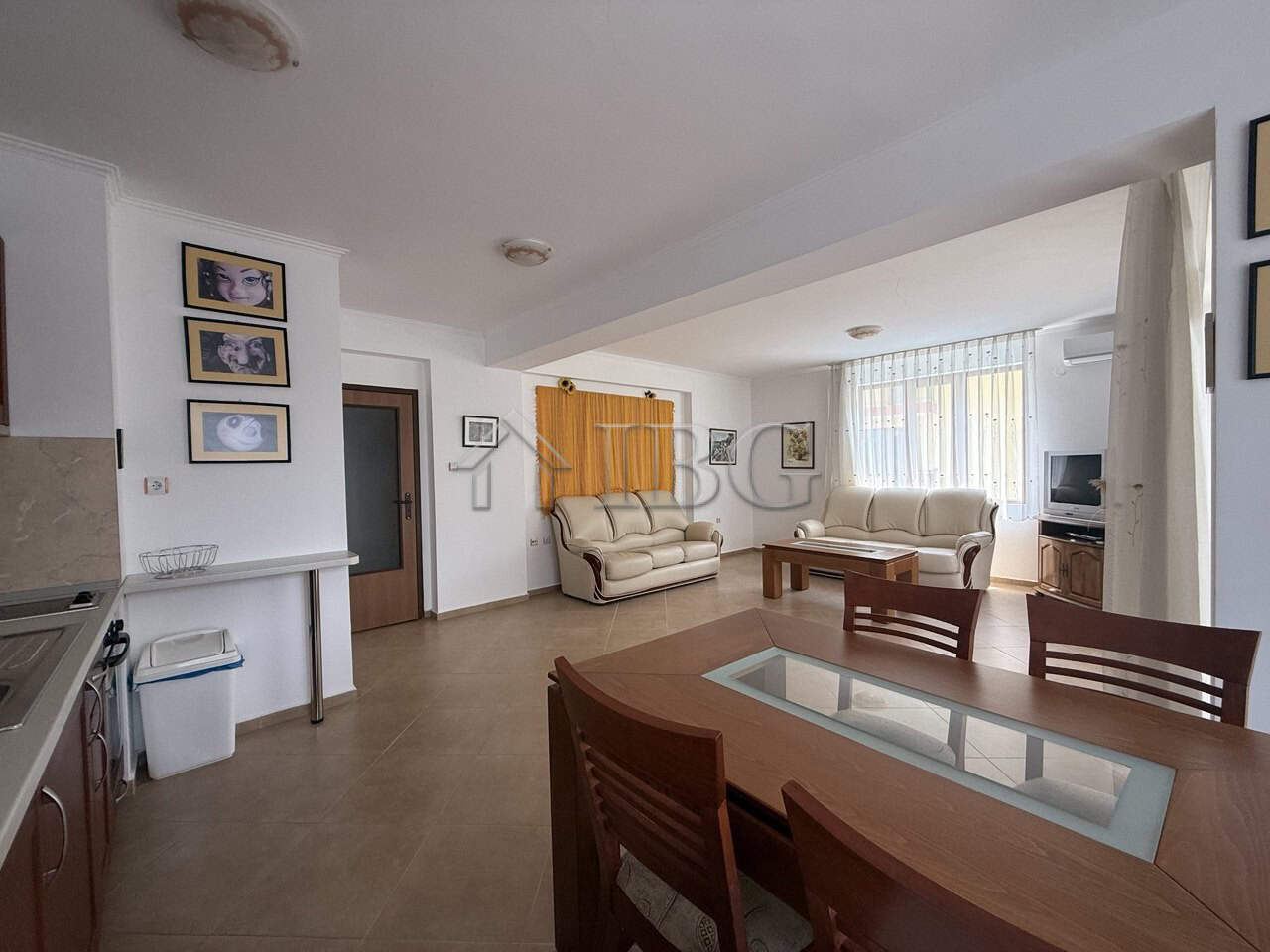 Bright interior of a one-bedroom apartment in Tili Complex, Aurelia District, Nessebar.