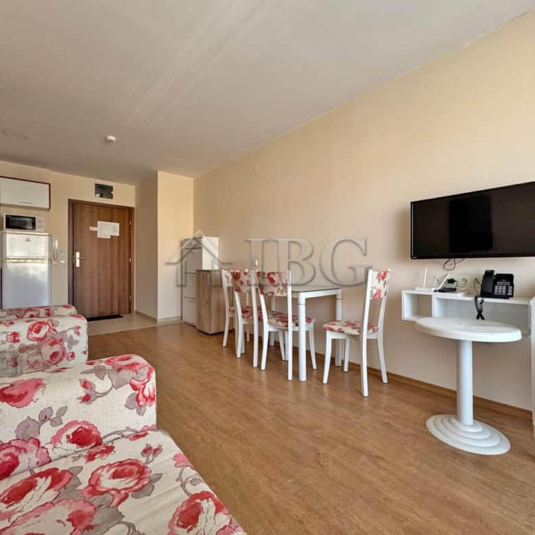 Apartment (1+1) for sale at Premier Fort Beach, Sveti Vlas, with modern furnishings and sea views.