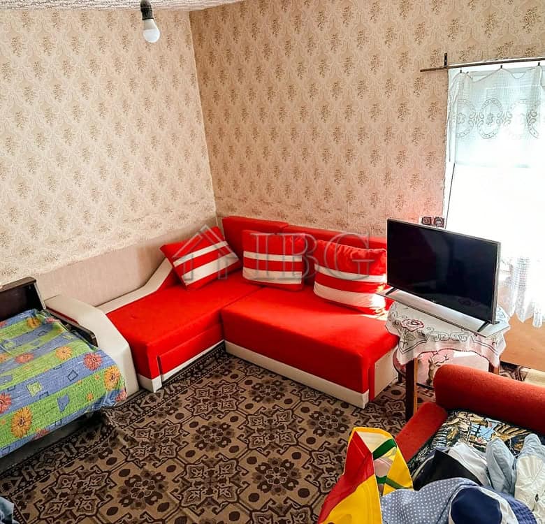 Bright interior of a renovated one-storey house with garden and living area.