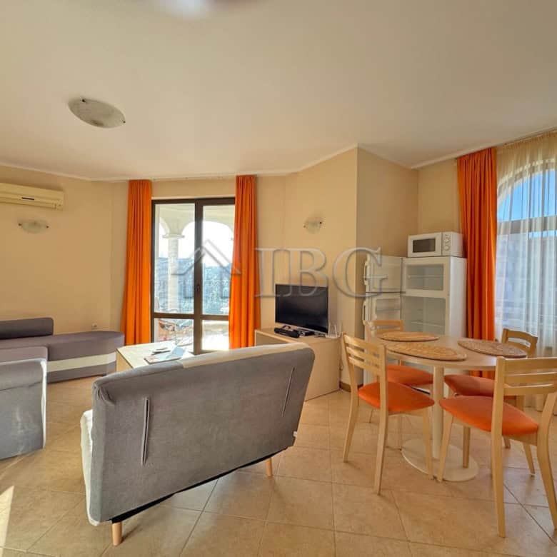Spacious 2-bedroom, 2-bathroom apartment in Royal Sun Complex, Sunny Beach, with bright living area.