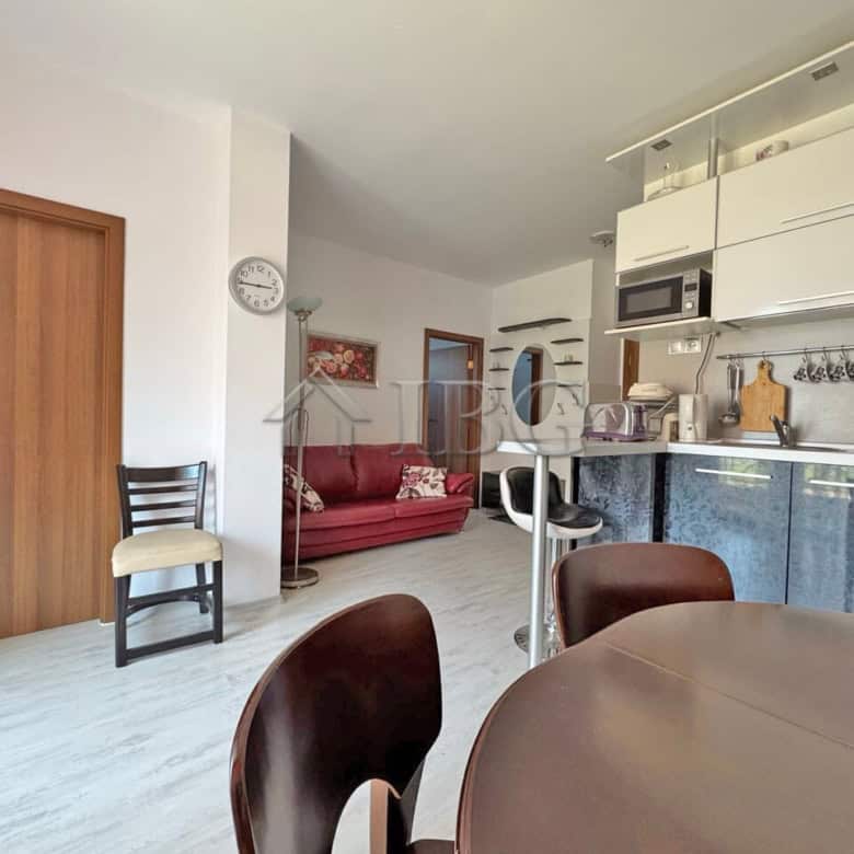 Bright two-bedroom apartment with modern kitchen and living area in Sunny Day 6, Sunny Beach.